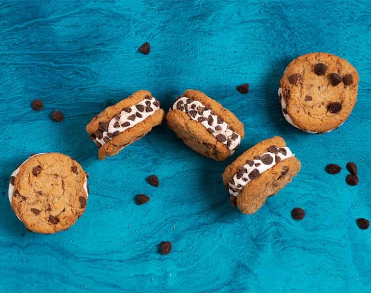 Chocolate chip cookie ice cream sandwiches