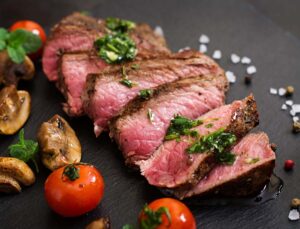 Medium rare beef steak