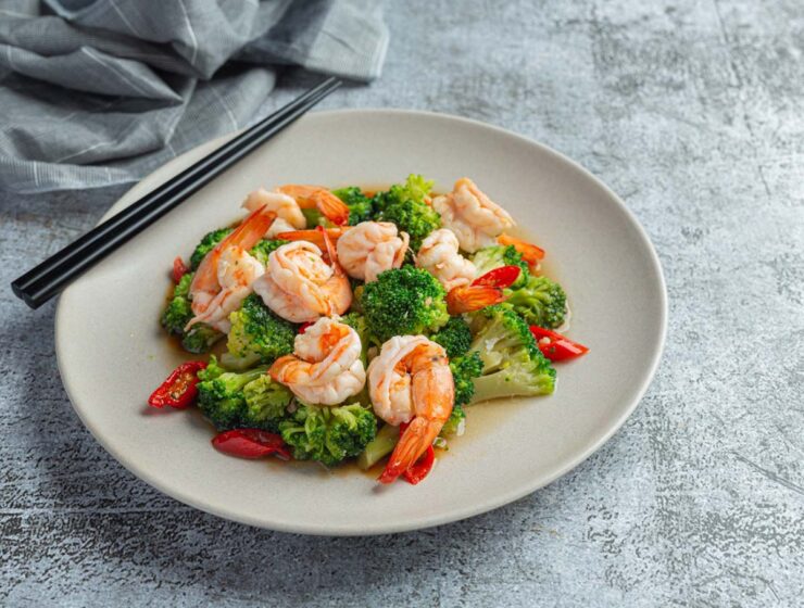 Shrimp and Broccoli on plate